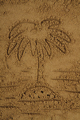Image showing palm drawing in the sand 