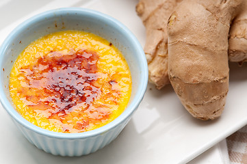 Image showing fresh ginger creme brulee dessert 