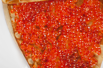 Image showing Pancake with red caviar