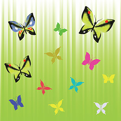 Image showing green background with butterflies