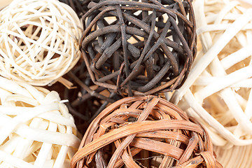Image showing A decorative wicker wooden balls