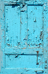 Image showing cracked old painted blue door