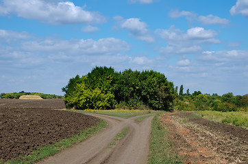 Image showing two roads under sky with clouds