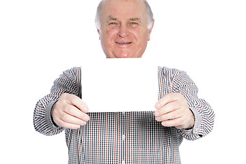 Image showing Old man with white paper