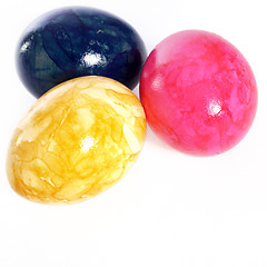 Image showing Vivid colourful marbled Easter Eggs