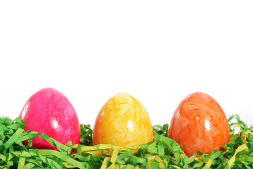 Image showing Colourful marbled Easter Eggs greeting card