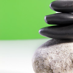 Image showing Smooth black spa stones