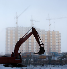 Image showing Excavator in construction site