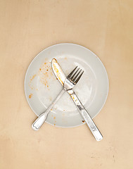 Image showing An empty dirty plate