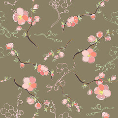 Image showing Seamless background. Illustration cherry flower.