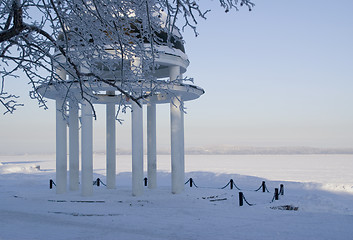 Image showing Petrozavodsk city rotunda on Onego lake in winter