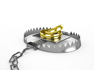 Image showing Two wedding rings - a bait in a trap