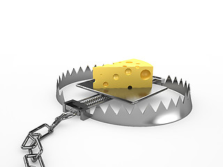 Image showing Piece of cheese - a bait in a trap