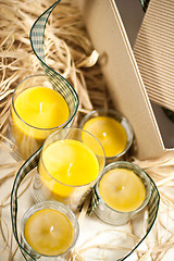 Image showing five yellow candles