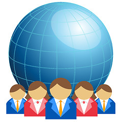 Image showing Business men and women with globe