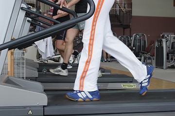 Image showing People on treadmills