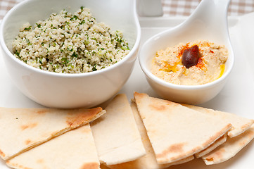 Image showing taboulii couscous with hummus