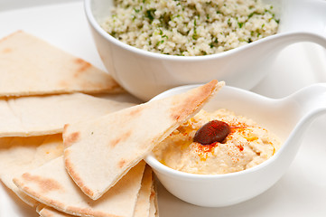 Image showing taboulii couscous with hummus