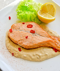 Image showing Grilled salmon steak