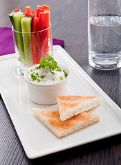 Image showing fresh vegetables and cream cheese dip snack