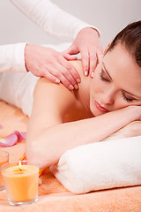 Image showing young attractive smilig woman doing wellness spa