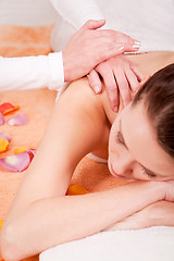 Image showing young attractive smilig woman doing wellness spa