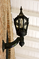 Image showing  street lamp  and a brown brick 