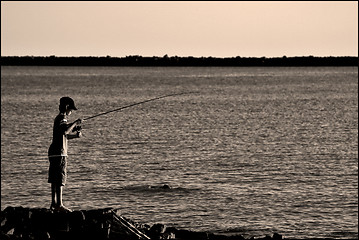 Image showing little child fishing 