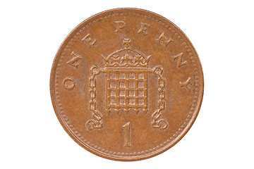 Image showing British one penny coin reverse