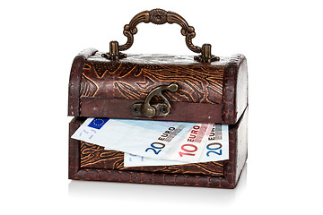 Image showing Chest with Euro currency inside