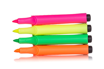 Image showing Four colorful highlighter pens