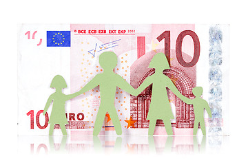 Image showing Paper family and ten Euro banknote