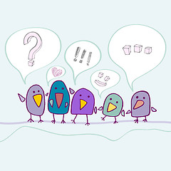 Image showing Cartoon birds talking