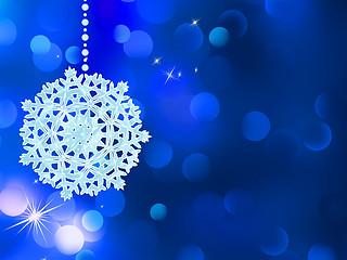 Image showing Blue snowflake over bokeh background. EPS 8