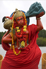 Image showing marble wood statue of a Hinduism  monkey 