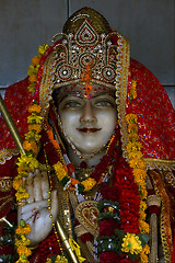 Image showing precious stone marble  wood statue of a Hinduism  women  