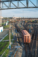 Image showing Freight Trains and Railways on big railway station