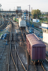 Image showing Freight Trains and Railways on big railway station