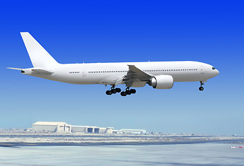 Image showing airplane is landing to runway