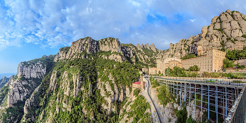 Image showing Santa Maria de Montserrat monastery, Catalonia, Spain. Panoramic