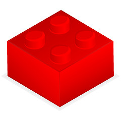 Image showing Lego. Red plastic building block.