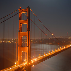 Image showing Golden Gate by night from Marin Headlands, San Francisco, California