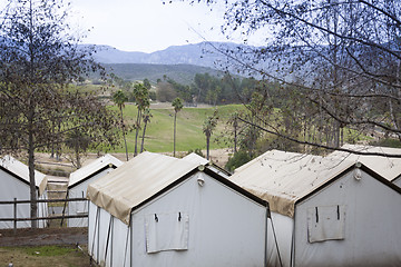 Image showing Safari Tents Overlooking the Plains