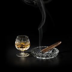 Image showing Cognac and cigar