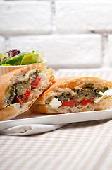 Image showing ciabatta panini sandwichwith vegetable and feta