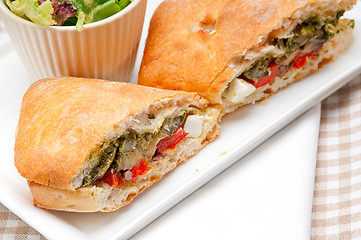 Image showing ciabatta panini sandwichwith vegetable and feta