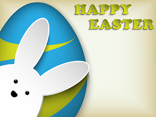 Image showing Happy Easter Rabbit Bunny Easter Egg Retro