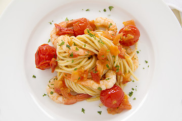 Image showing Shrimps And Spaghetti