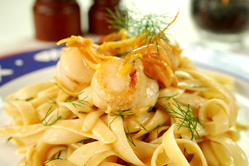 Image showing Fettucini With Sea Scallops