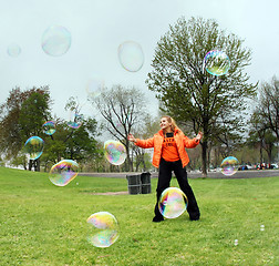 Image showing Girl with bubbles